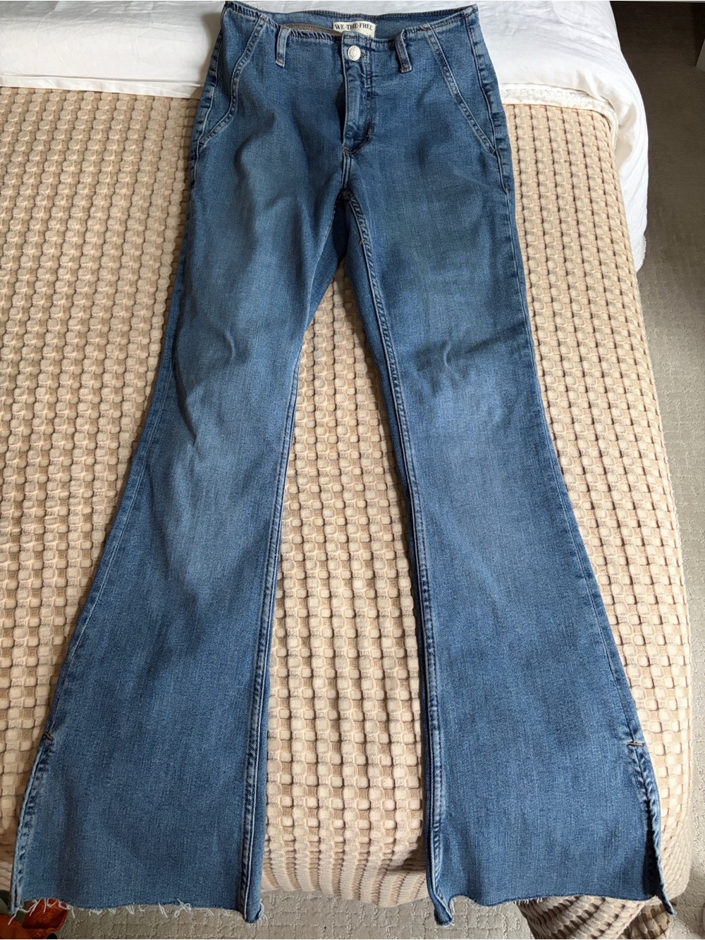 Free People Medium Blue Flare Jeans with Front Seam